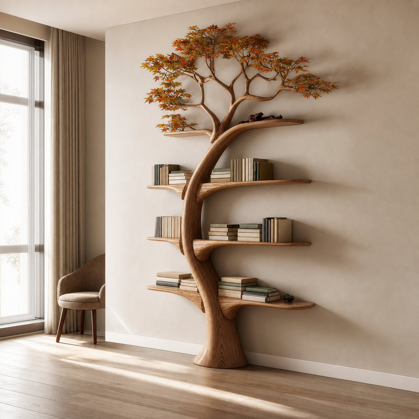 Midcentury Tree Bookshelf Bedroom Home Office