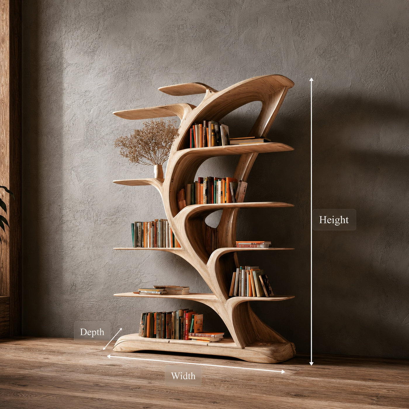 Midcentury Tree Bookshelf Bedroom Reading - product view 6