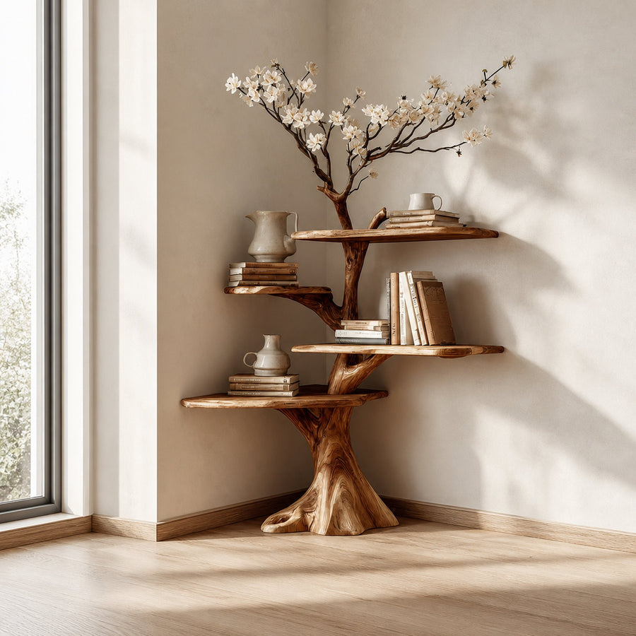 Midcentury Tree Bookshelf Corner Study Room