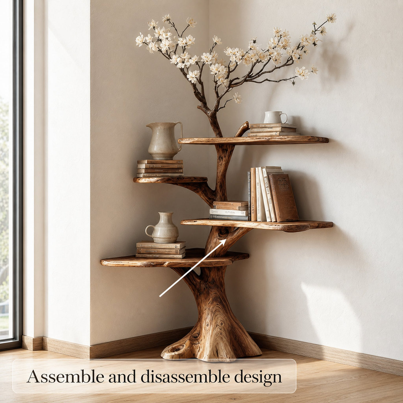 Midcentury Tree Bookshelf Corner Study Room - product view 4