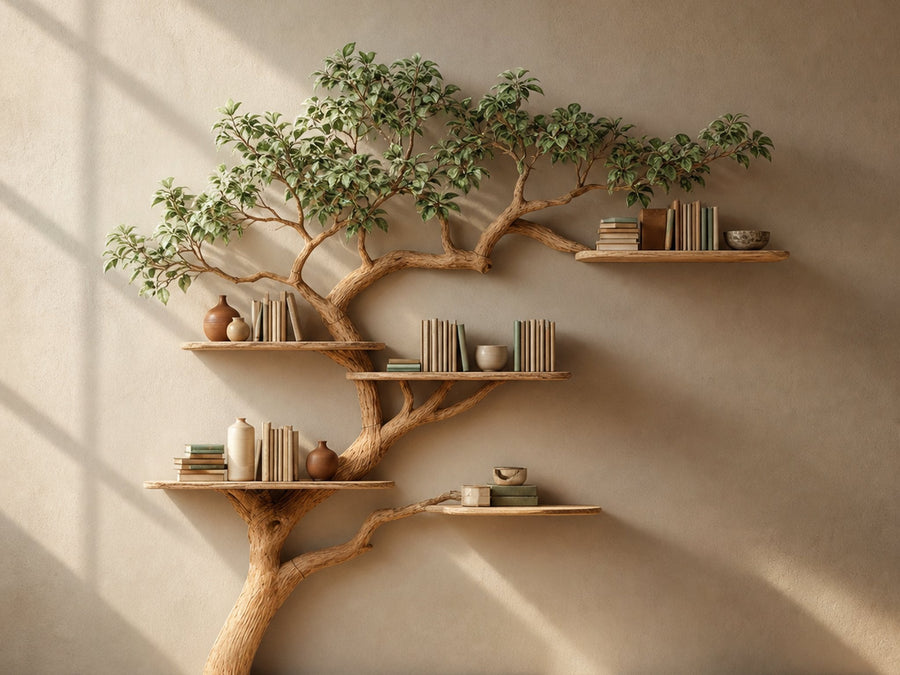 Wildgrove Rigel Solid Wood Tree Bookshelf with Branch Crown
