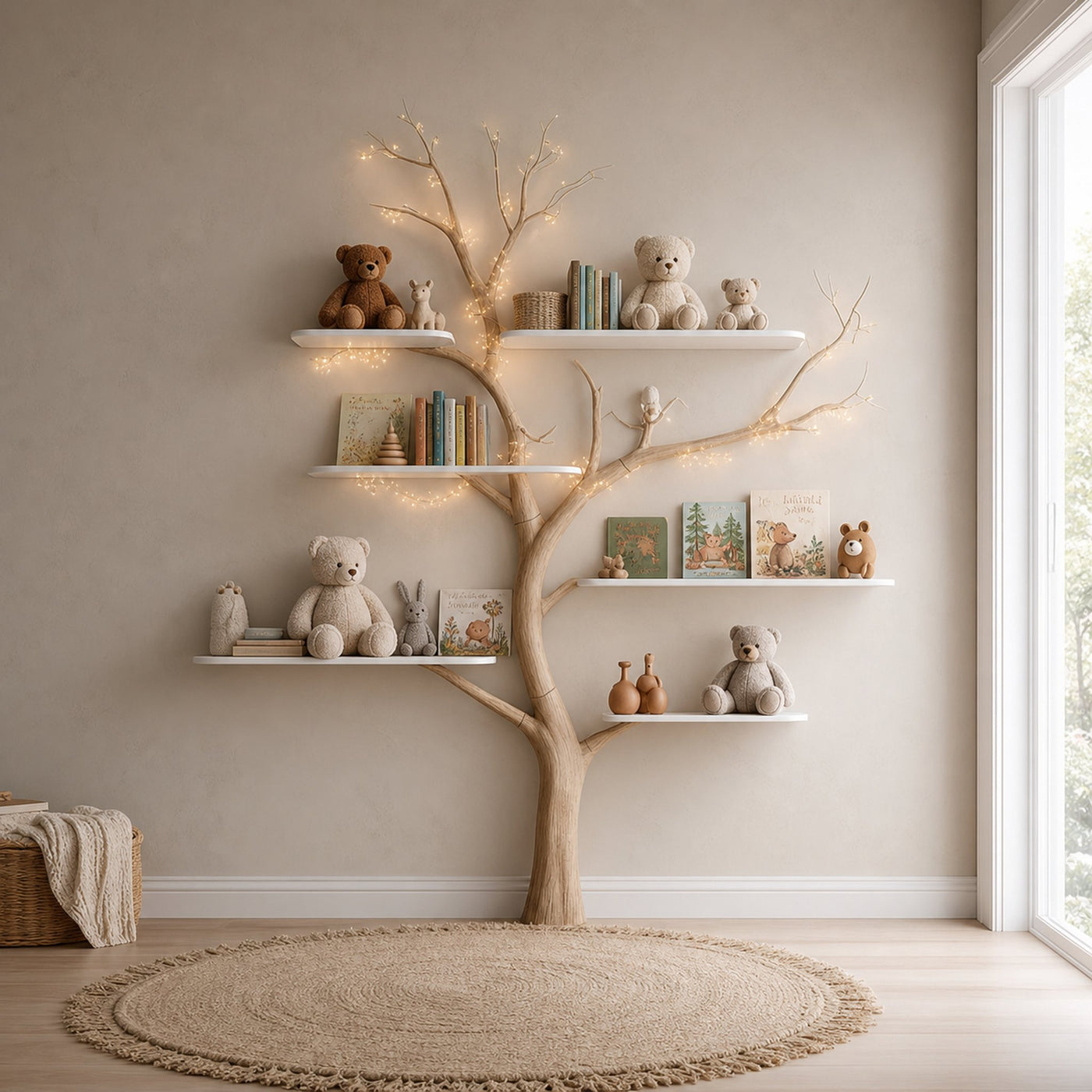 Midcentury Tree Bookshelf Nursery Bedroom