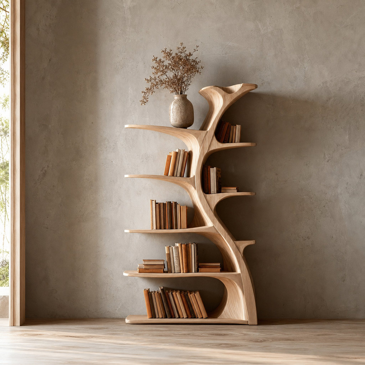 Midcentury Tree Wall Bookcase Home Office