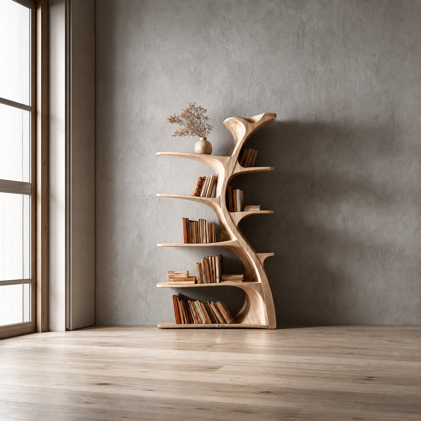 Midcentury Tree Wall Bookcase Home Office - product view 2