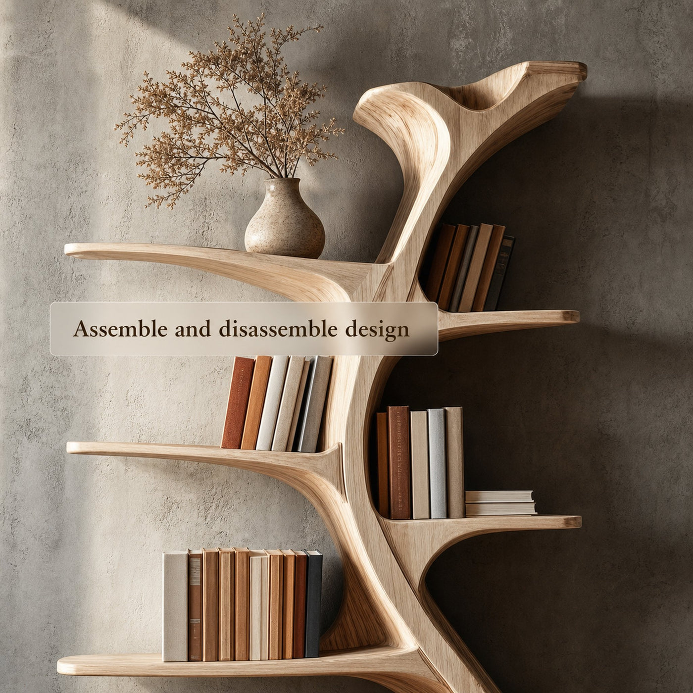 Midcentury Tree Wall Bookcase Home Office - product view 4