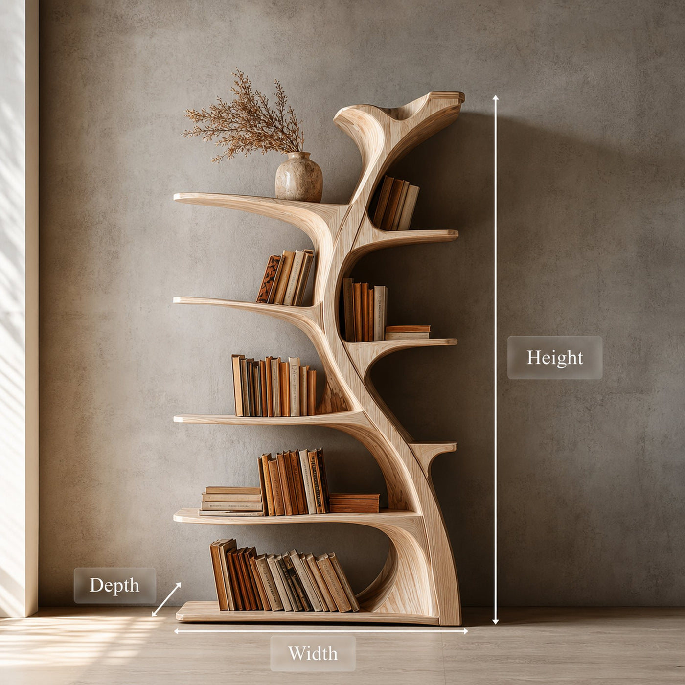 Midcentury Tree Wall Bookcase Home Office - product view 5