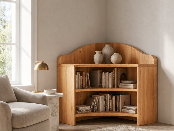 Plainline Landing Solid Wood Corner Shelf with Open Shelves