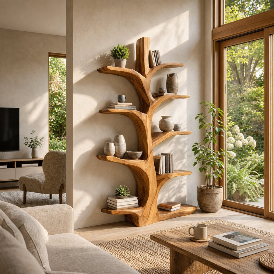 Minimal Natural Wood Bookshelf For Home
