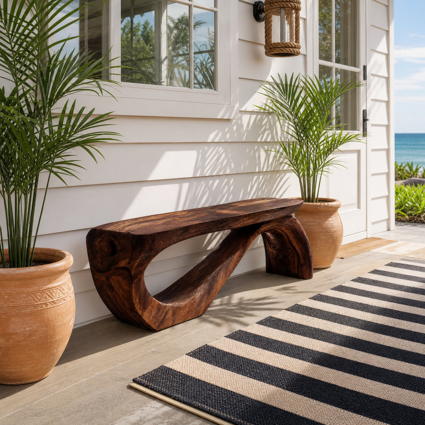 Minimal Organic Bench With Smooth Curved Form For Entryway - product view 7
