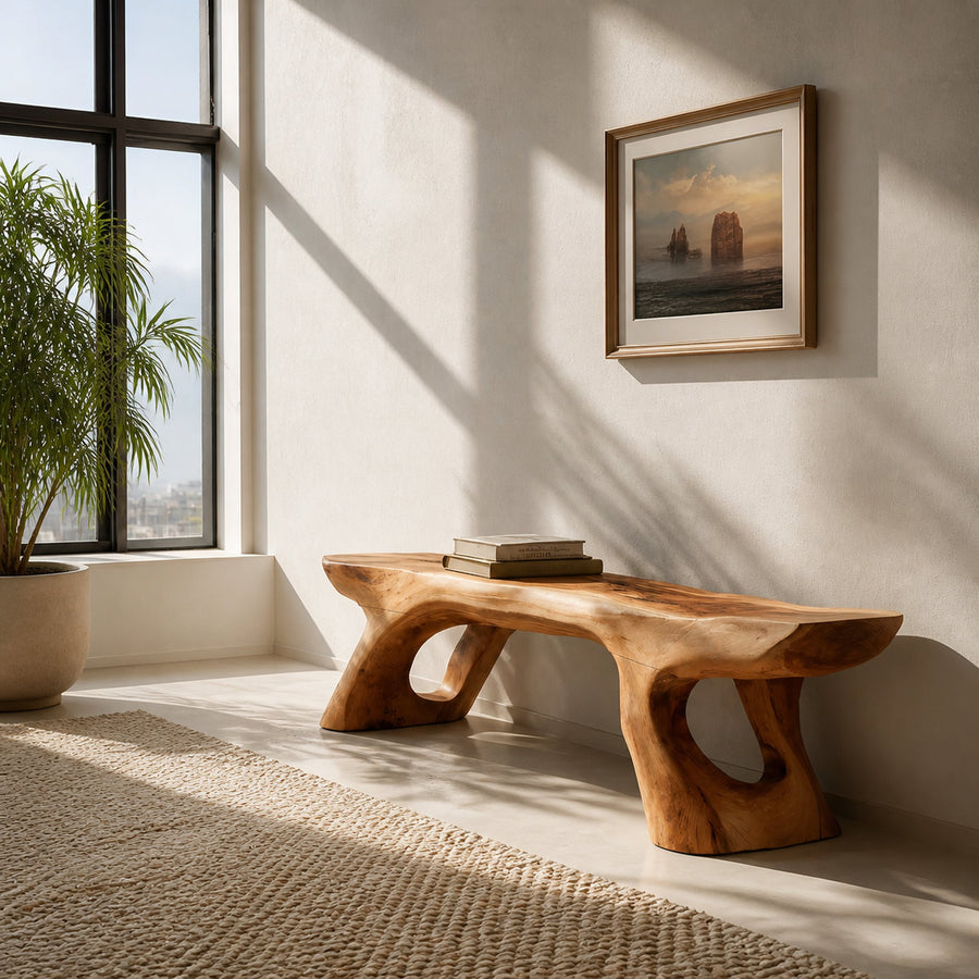 Minimal Sculptural Bench For Bedroom Or Entryway
