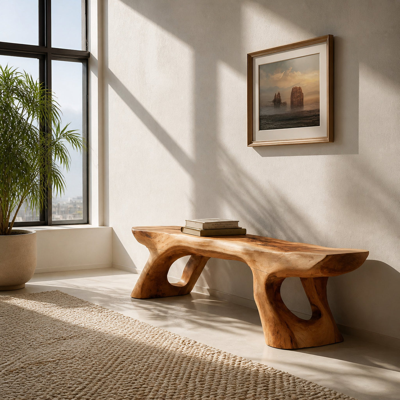 Minimal Sculptural Bench For Bedroom Or Entryway