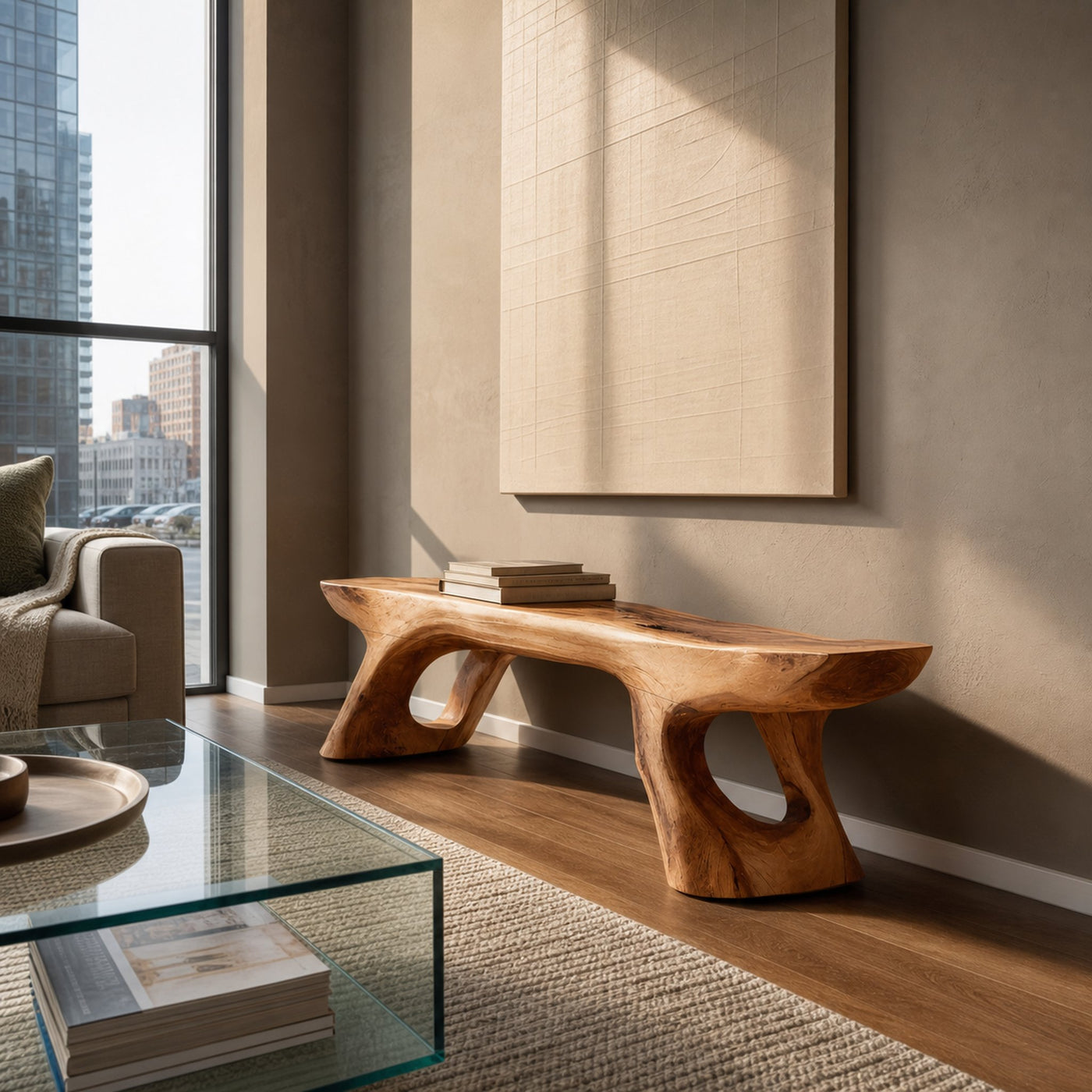 Minimal Sculptural Bench For Bedroom Or Entryway - product view 6