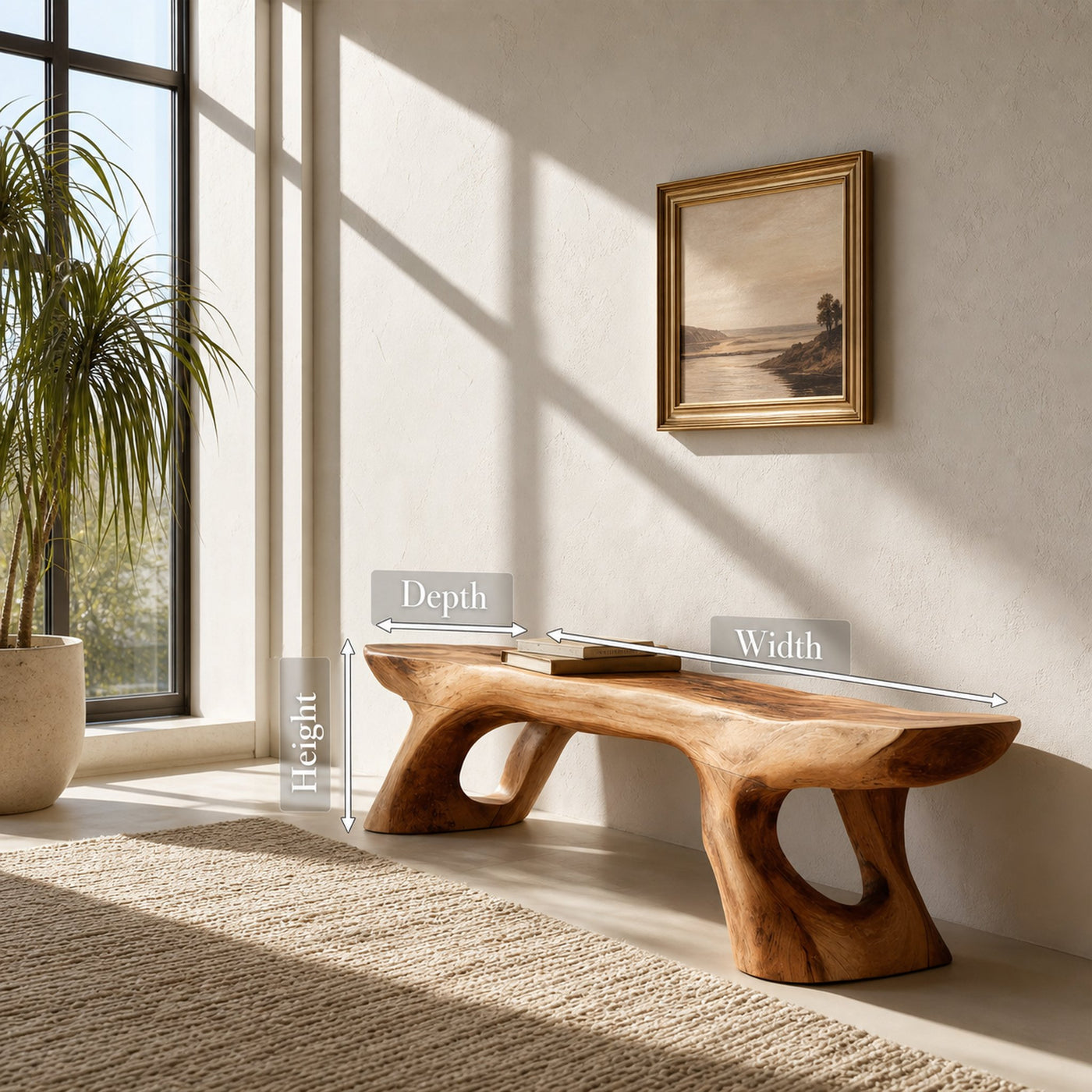Minimal Sculptural Bench For Bedroom Or Entryway - product view 8