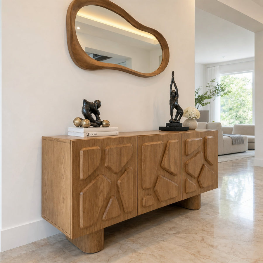 Minimal Storage Cabinet Solid Wood Clean Structured Design Living Room And Hallway