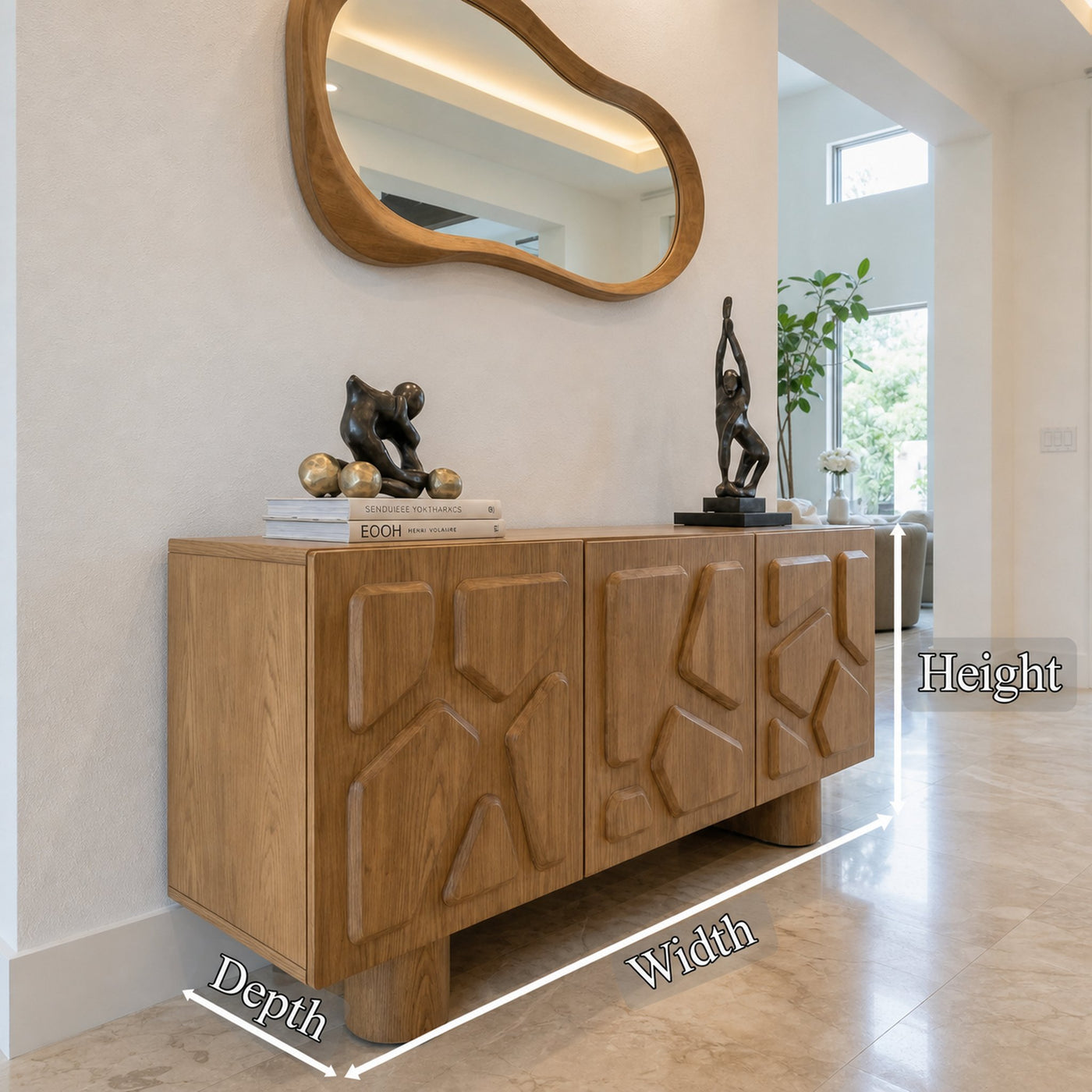 Minimal Storage Cabinet Solid Wood Clean Structured Design Living Room And Hallway - product view 6
