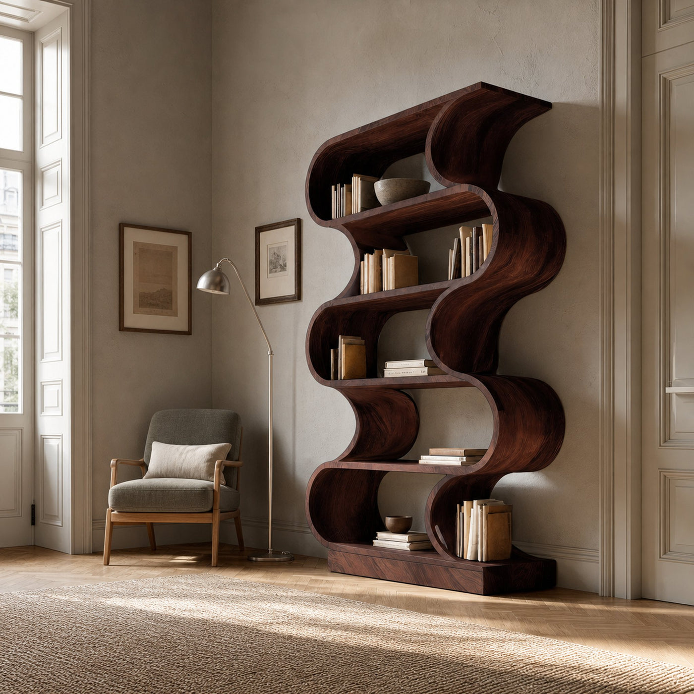 Minimal Wall Bookcase For Living Room Or Entryway - product view 6