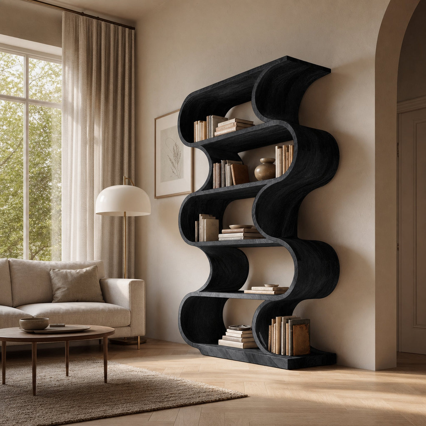 Minimal Wall Bookcase For Living Room Or Entryway - product view 7