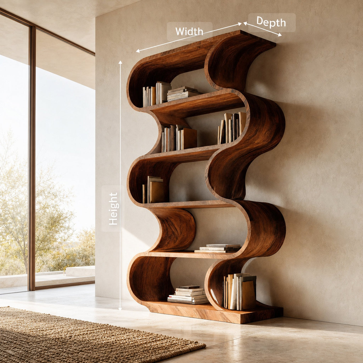 Minimal Wall Bookcase For Living Room Or Entryway - product view 8