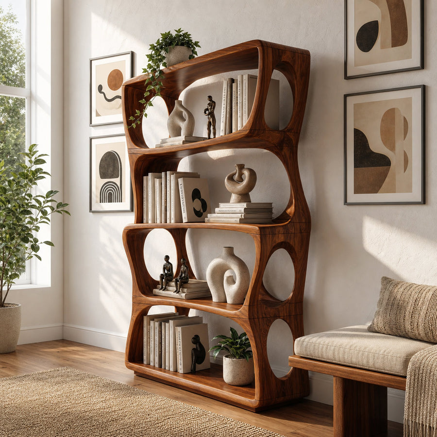 Minimalist Artistic Bookshelf Storage Organizer For Bedroom Space