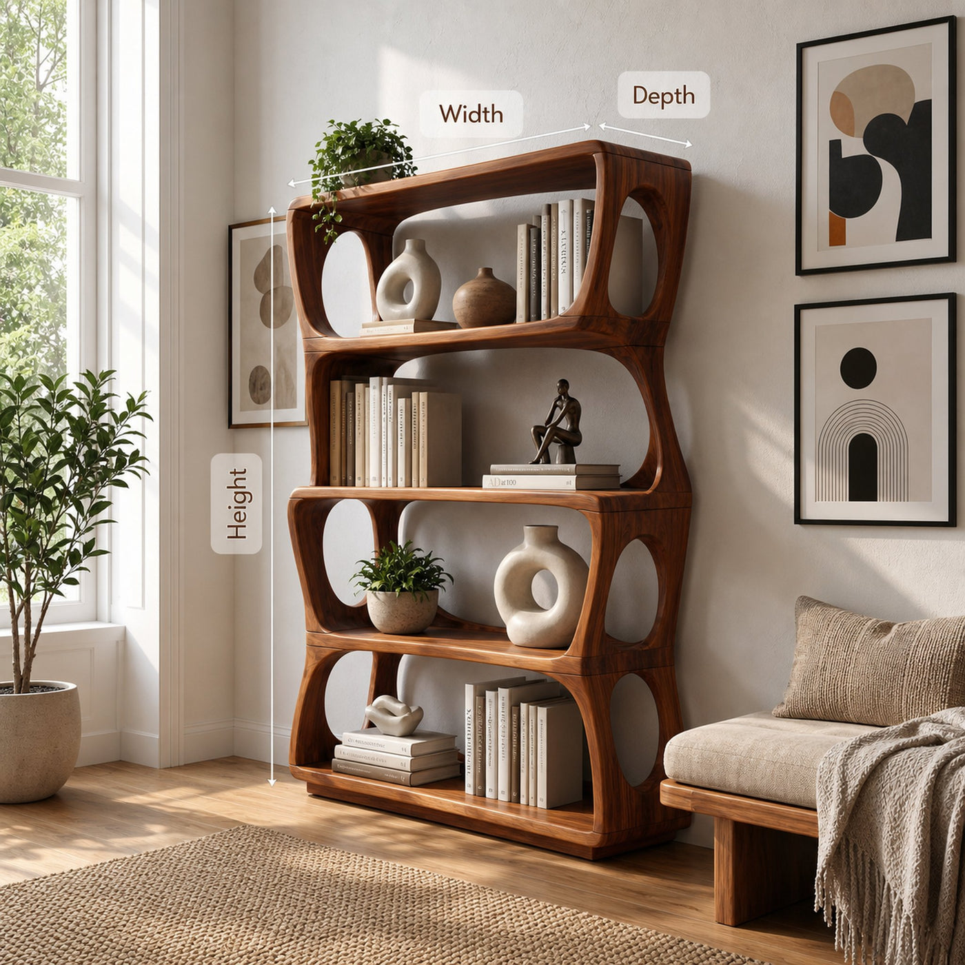 Minimalist Artistic Bookshelf Storage Organizer For Bedroom Space - product view 8