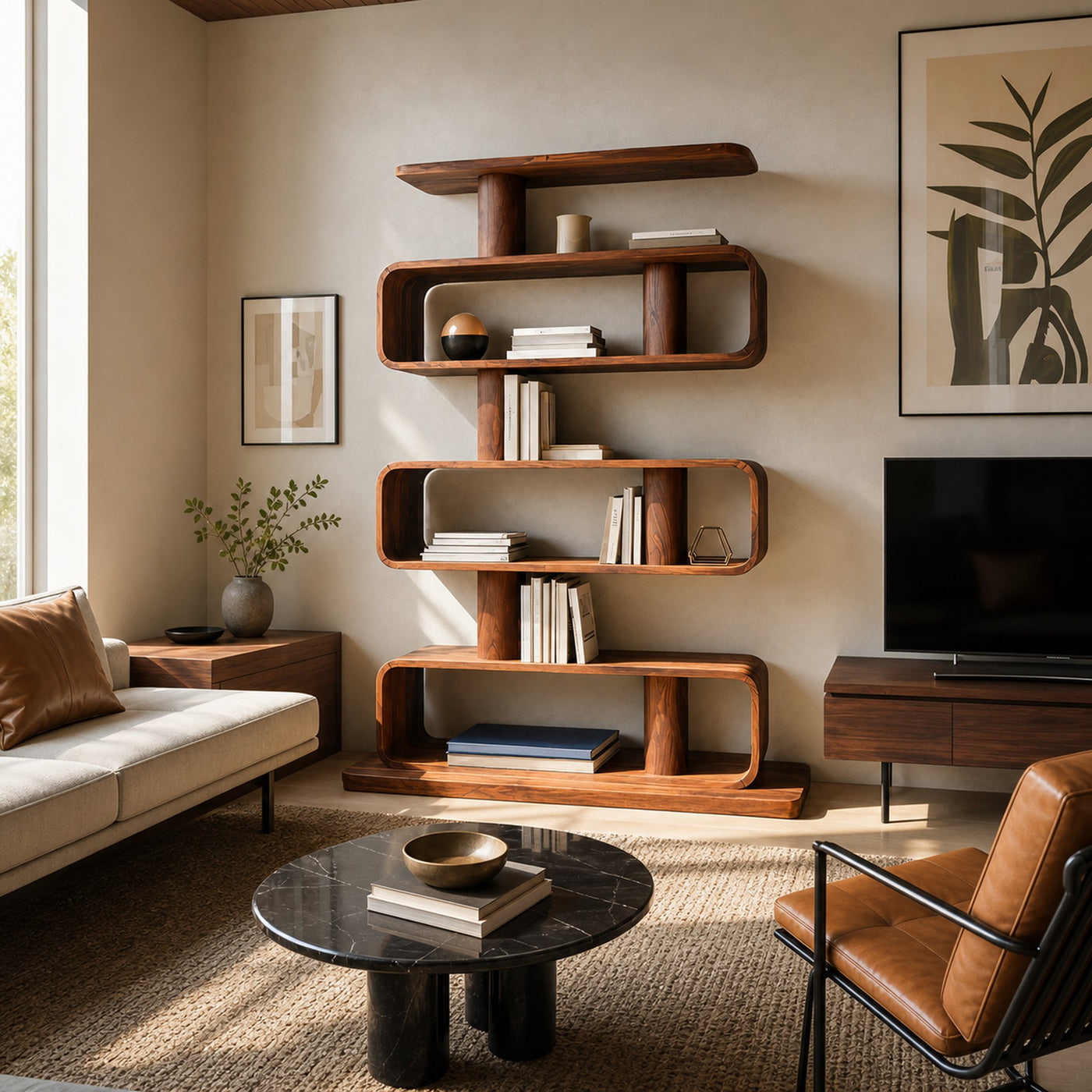 Minimalist Bookshelf With Shelves For Stylish Living Room