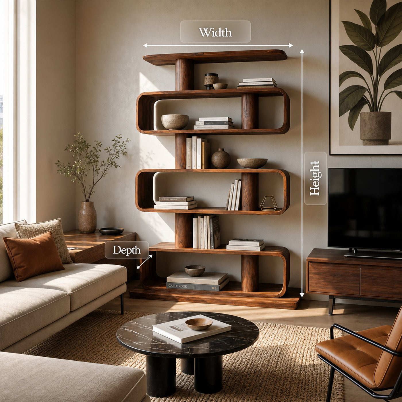 Minimalist Bookshelf With Shelves For Stylish Living Room - product view 8