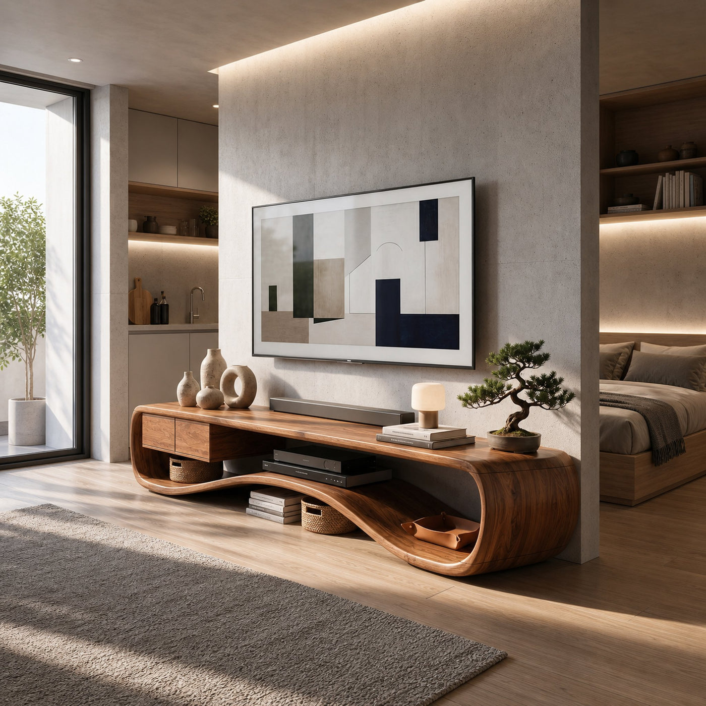 Minimalist Clean Line TV Console For Small Apartment - product view 6