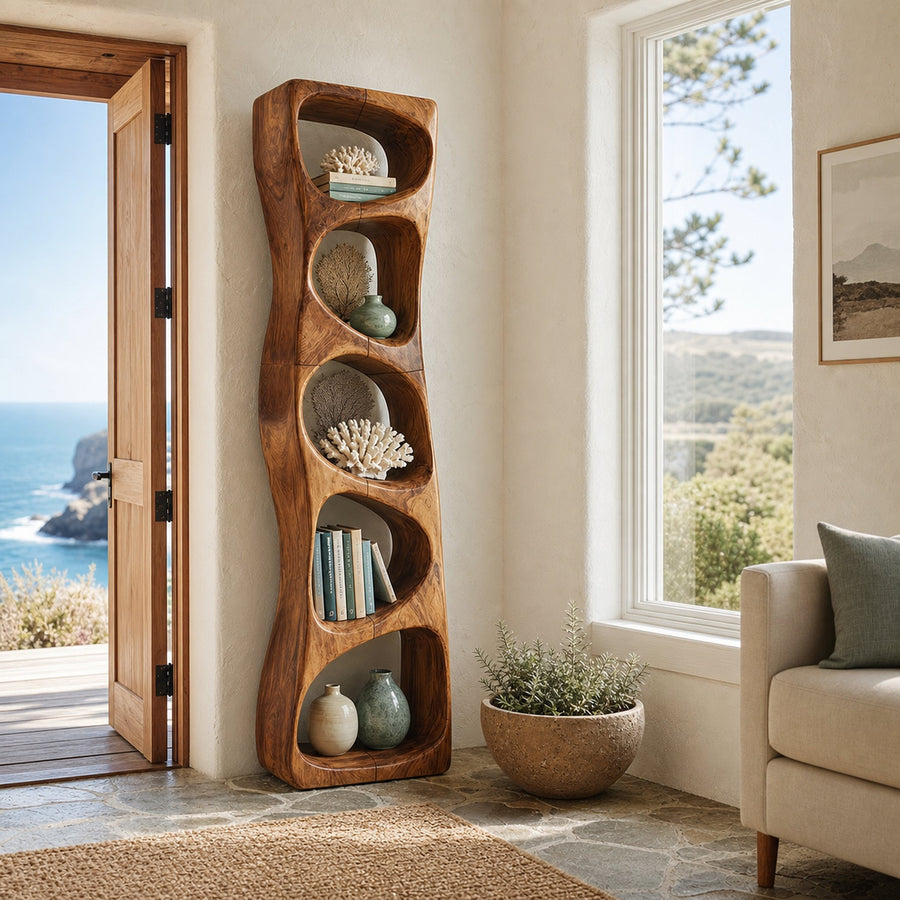 Minimalist Geometric Bookshelf Entryway Display