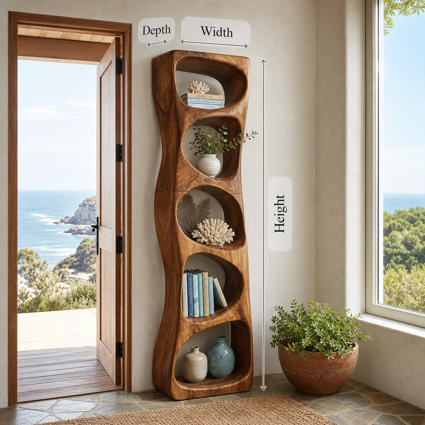 Minimalist Geometric Bookshelf Entryway Display - product view 8