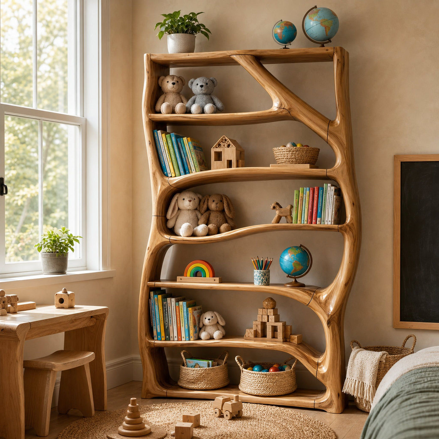 Minimalist Handcrafted Bookshelf Storage Organizer For Small Space