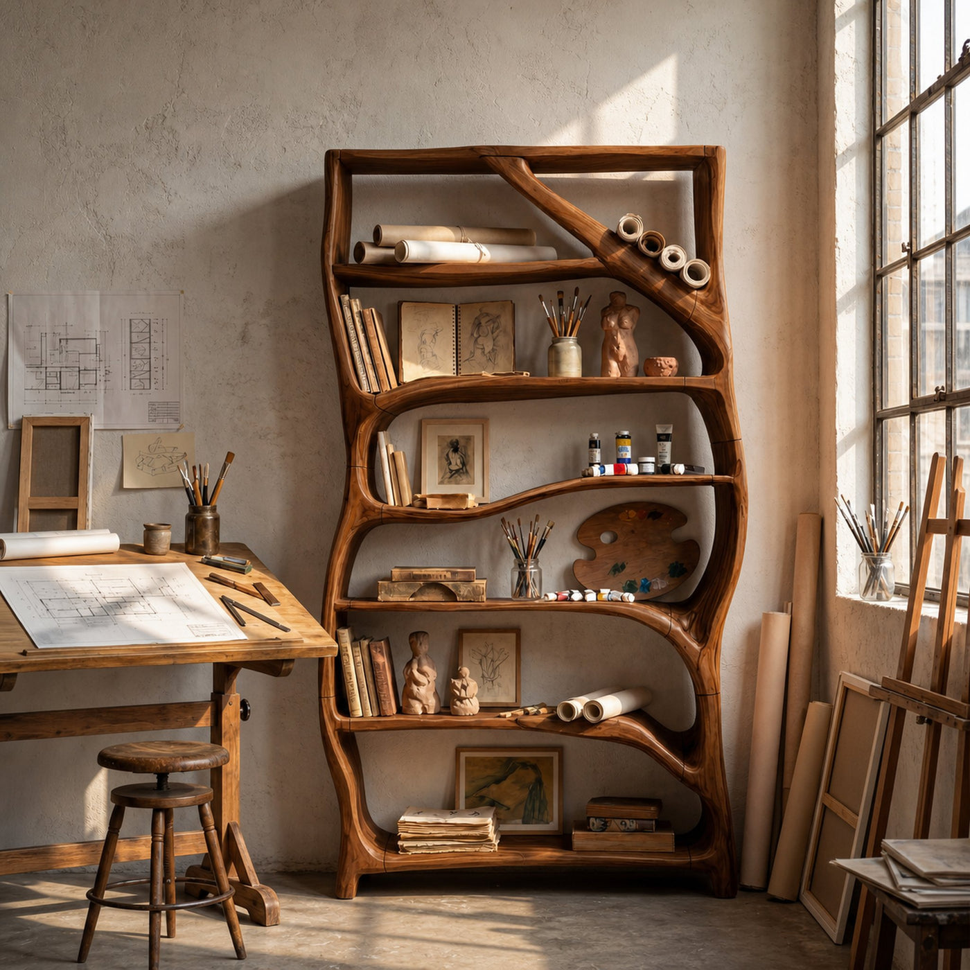 Minimalist Handcrafted Bookshelf Storage Organizer For Small Space - product view 6