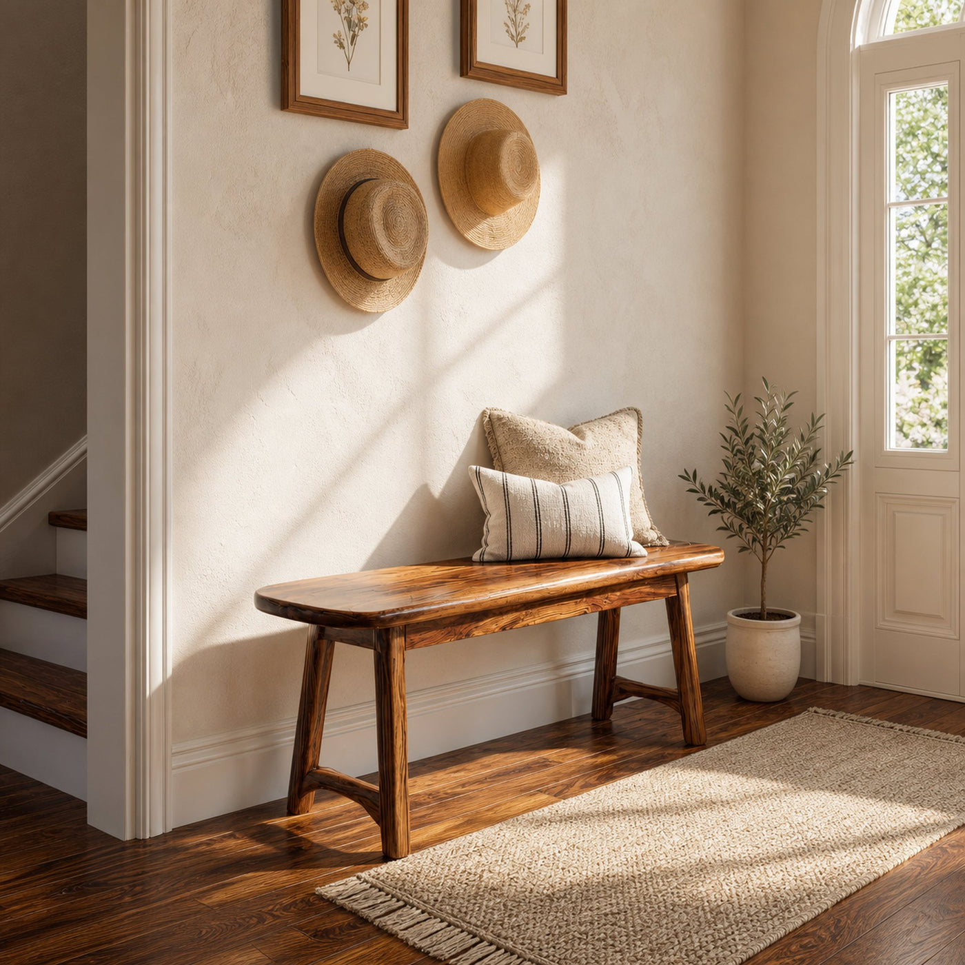 Minimalist Handcrafted Hallway Seating Bench