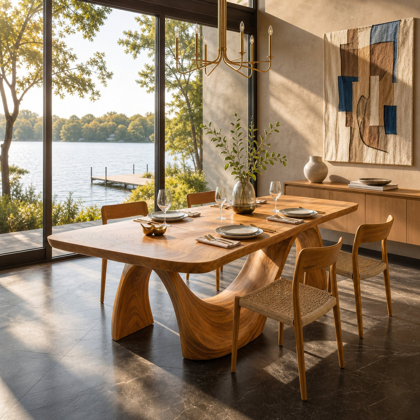 Minimalist Irregular Dining Table For Apartment Dining Area - product view 5