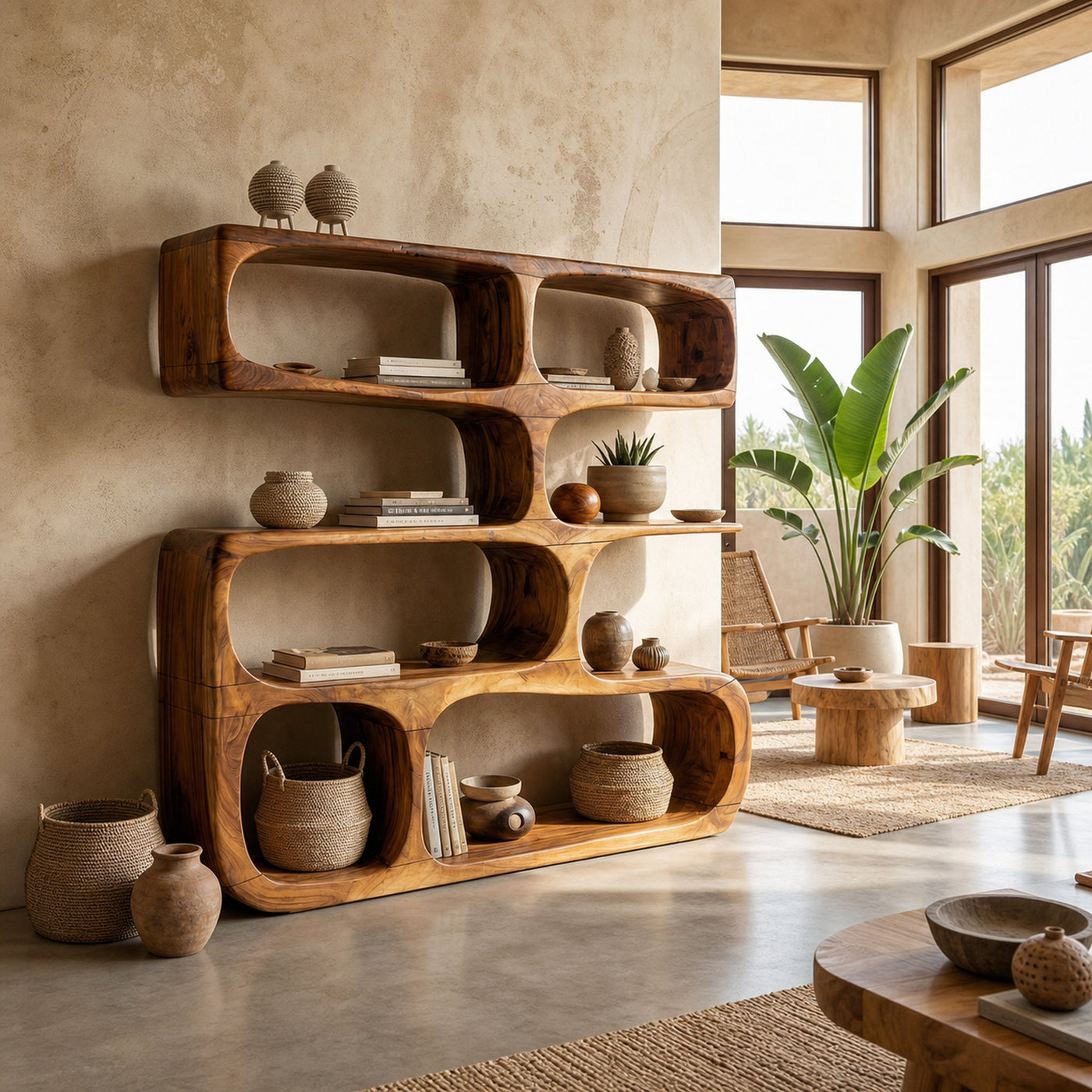 Minimalist Modern Sculptural Bookshelf Living Room Decor - product view 6