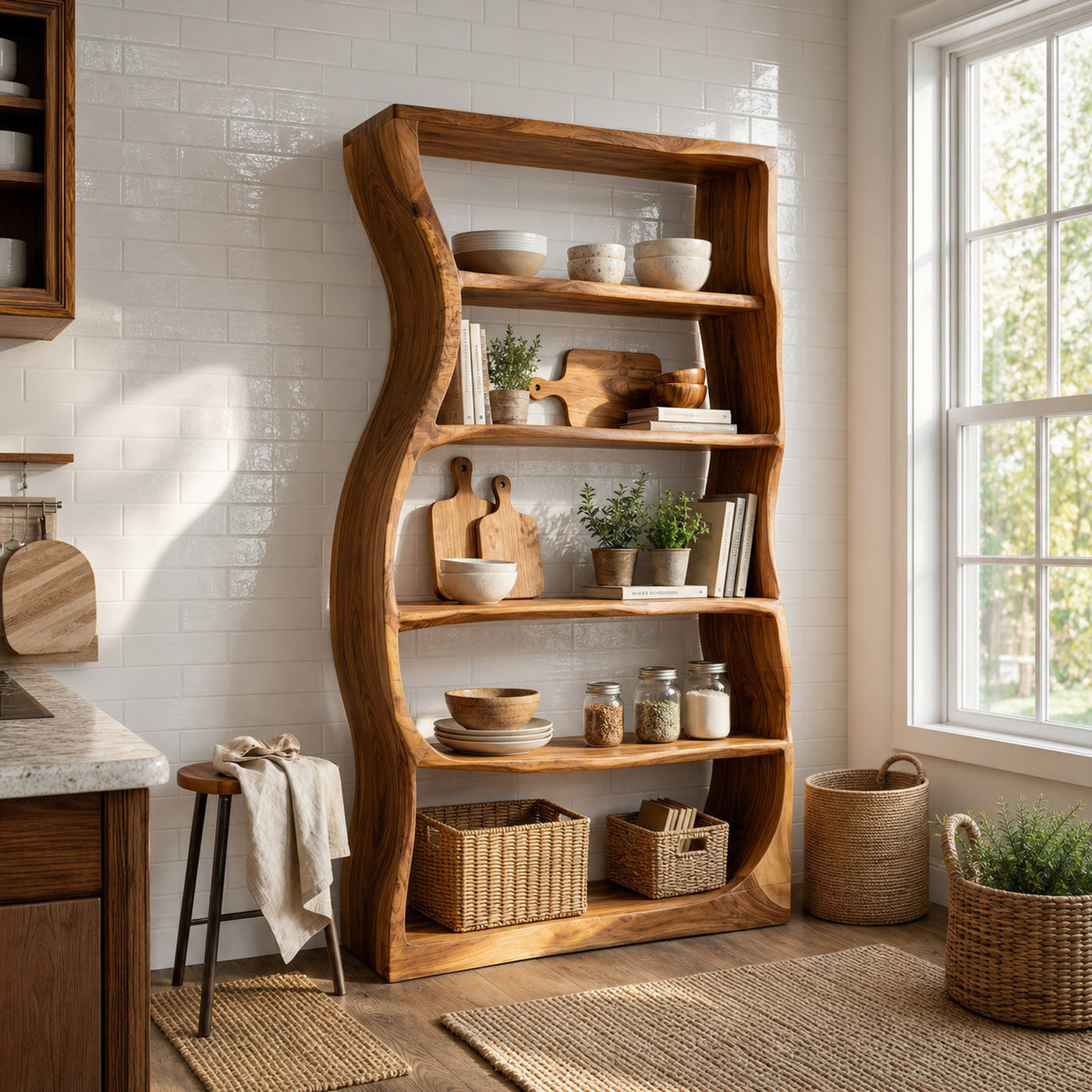 Minimalist Modern Unique Bookshelf Entryway Storage - product view 2