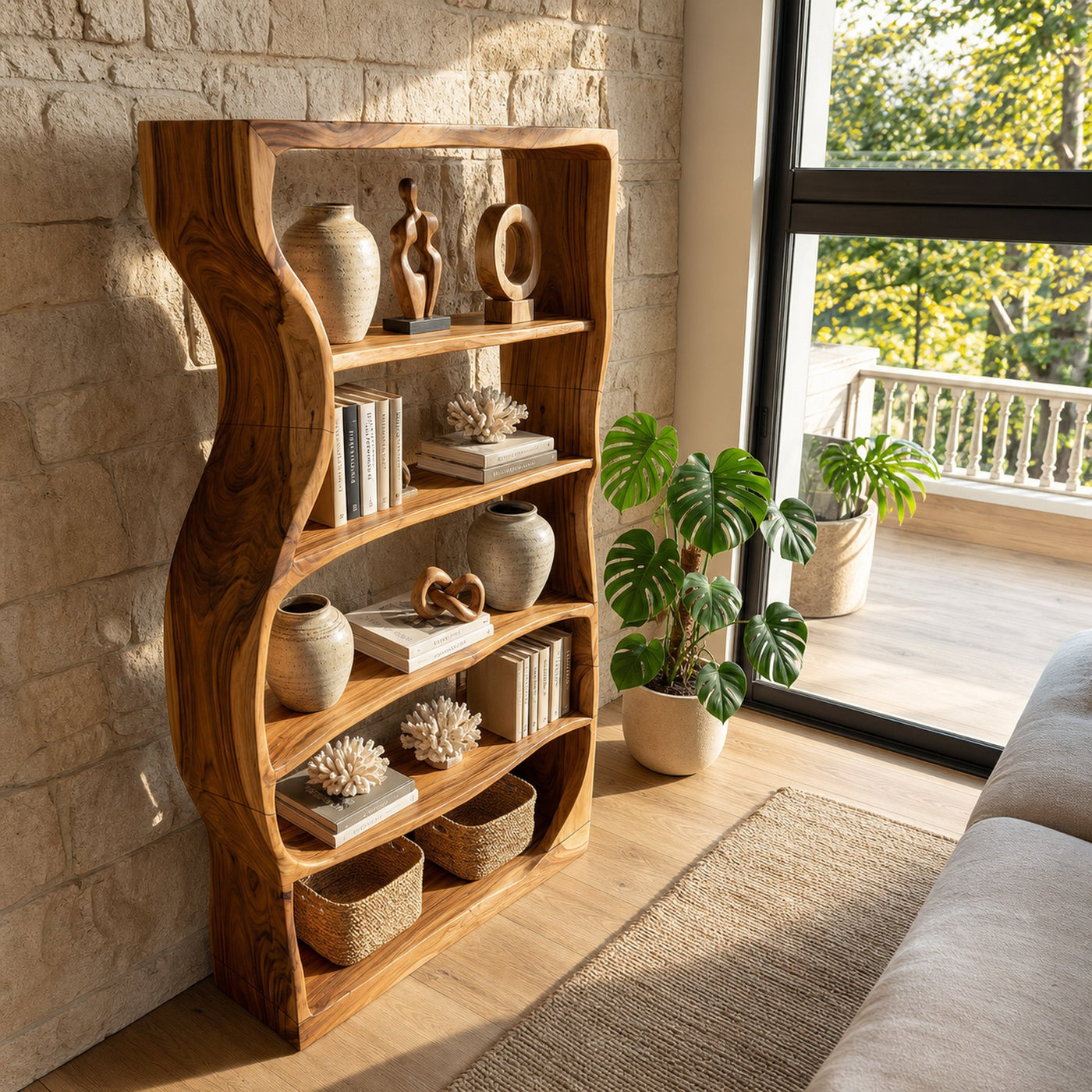 Minimalist Modern Unique Bookshelf Entryway Storage - product view 3