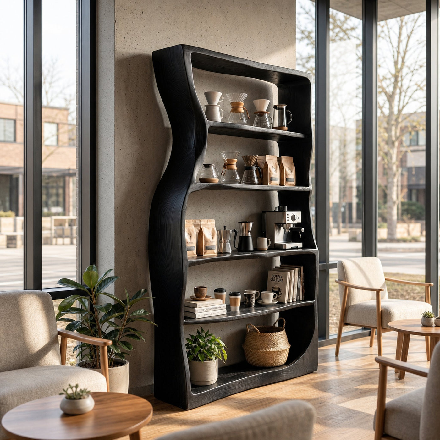 Minimalist Modern Unique Bookshelf Entryway Storage - product view 4