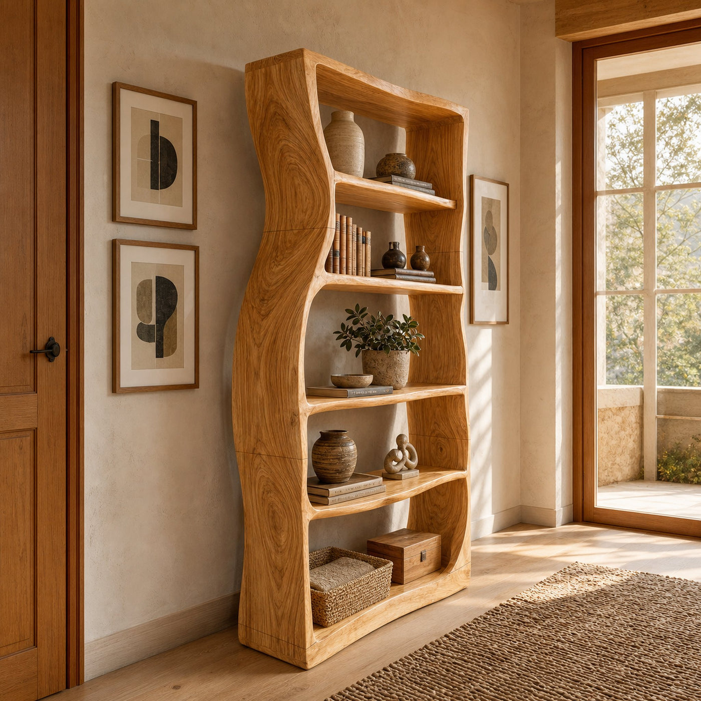 Minimalist Modern Unique Bookshelf Entryway Storage - product view 5
