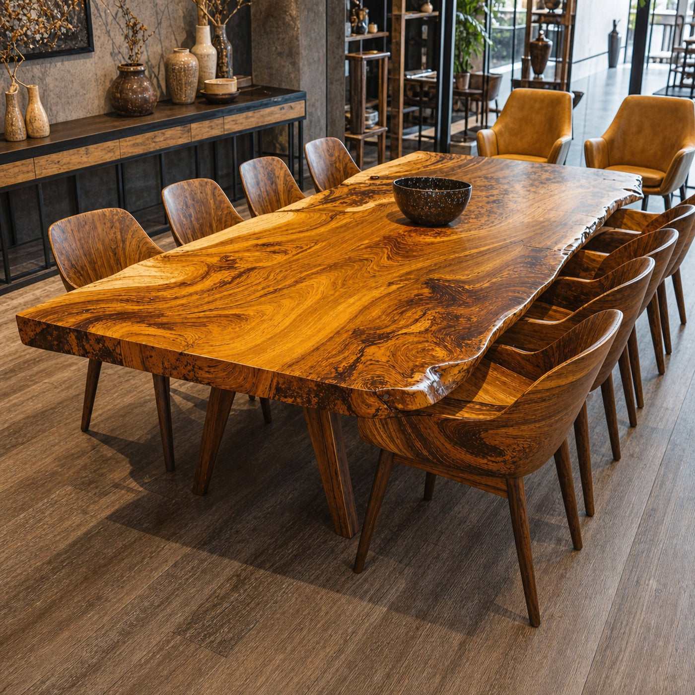 Minimalist Natural Wood Dining Table For Bright Dining Space