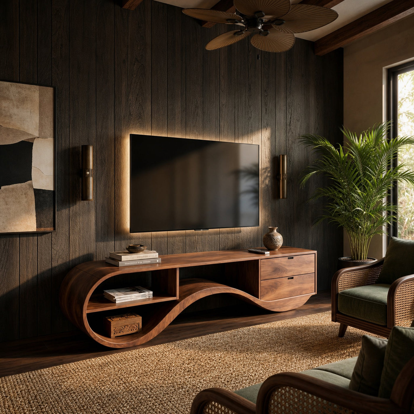 Minimalist Organic TV Console For Home Theater - product view 6