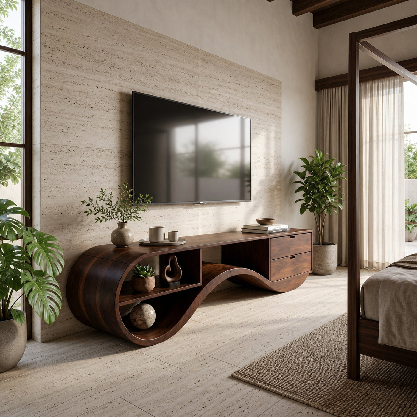 Minimalist Organic TV Console For Home Theater - product view 7