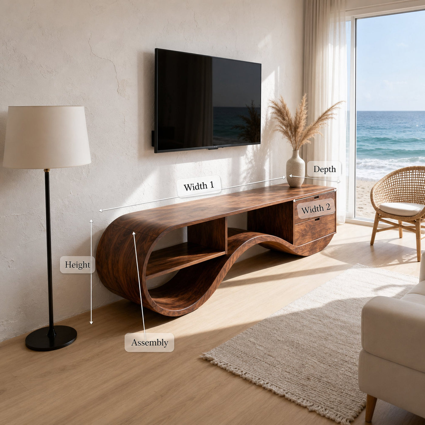 Minimalist Organic TV Console For Home Theater - product view 8