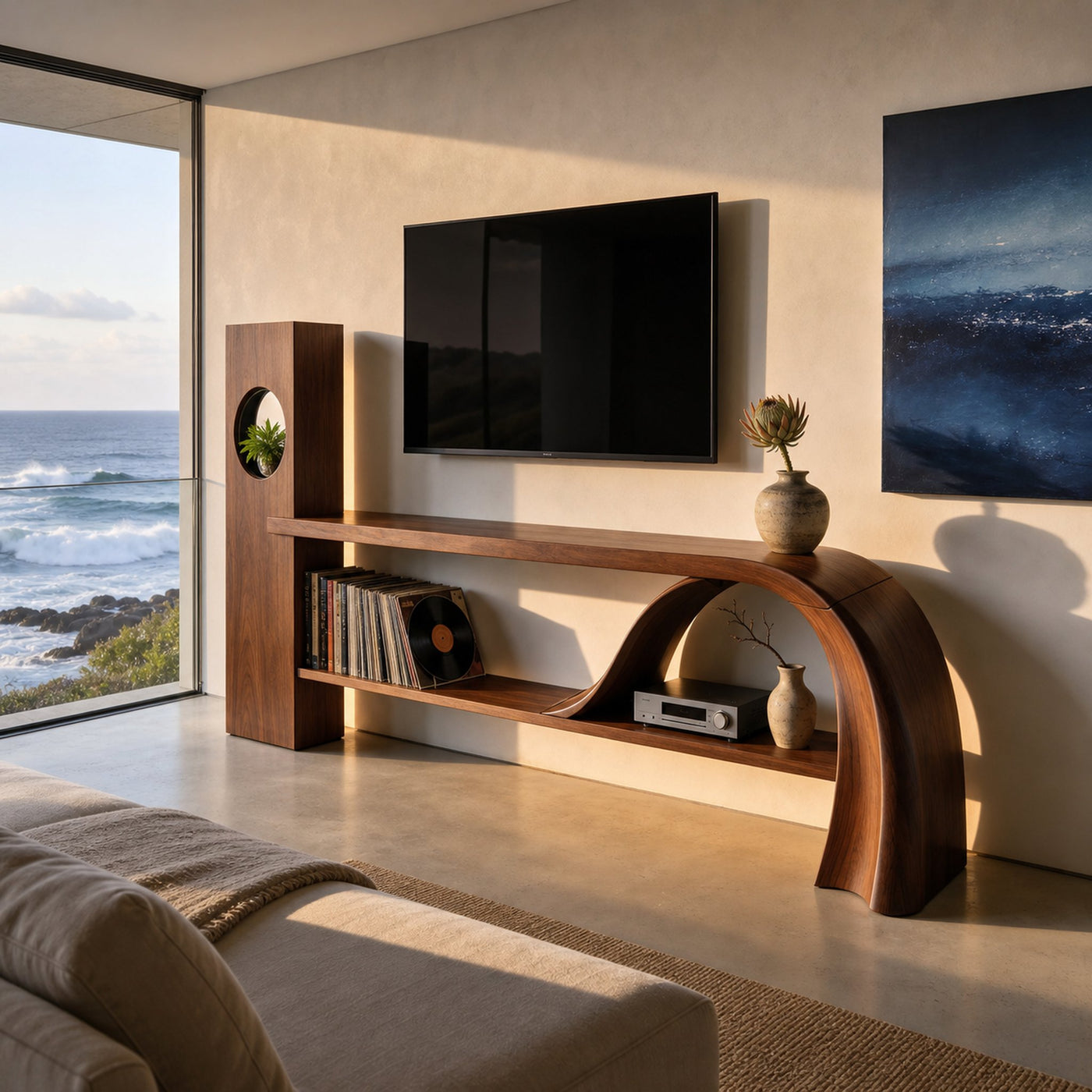 Minimalist Organic TV Stand For Apartment Interior Design
