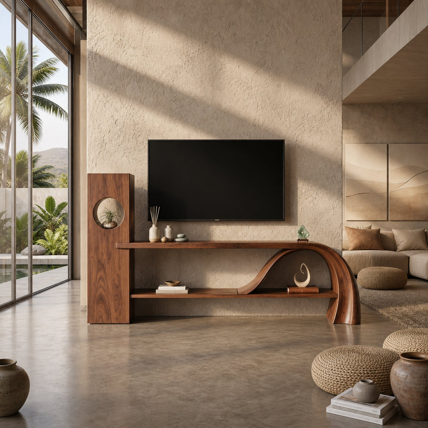 Minimalist Organic TV Stand For Apartment Interior Design - product view 6