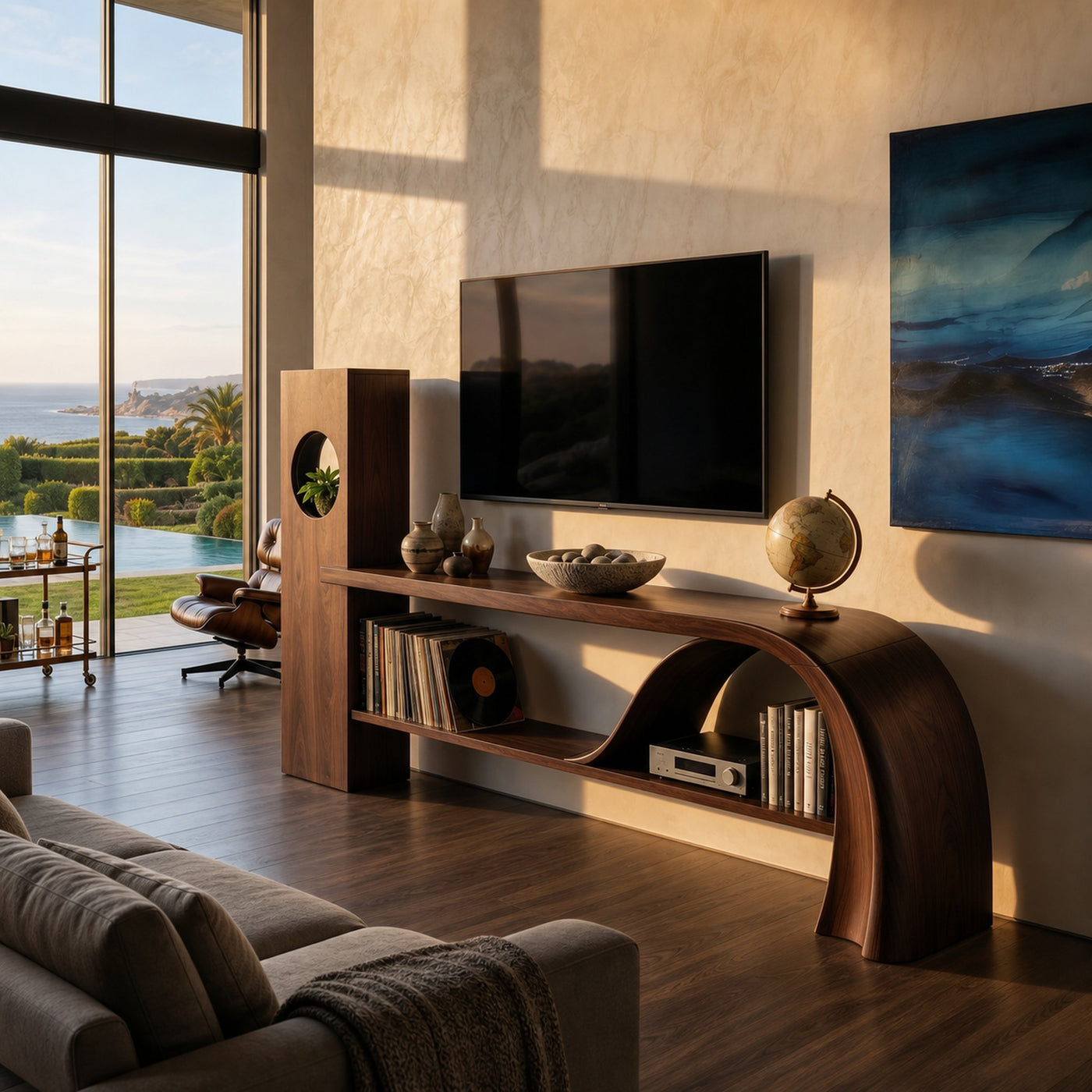 Minimalist Organic TV Stand For Apartment Interior Design - product view 7