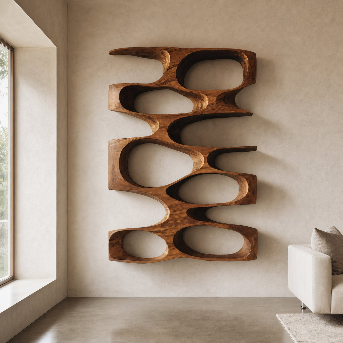 Minimalist Organic Void Form Bookshelf For Living Room