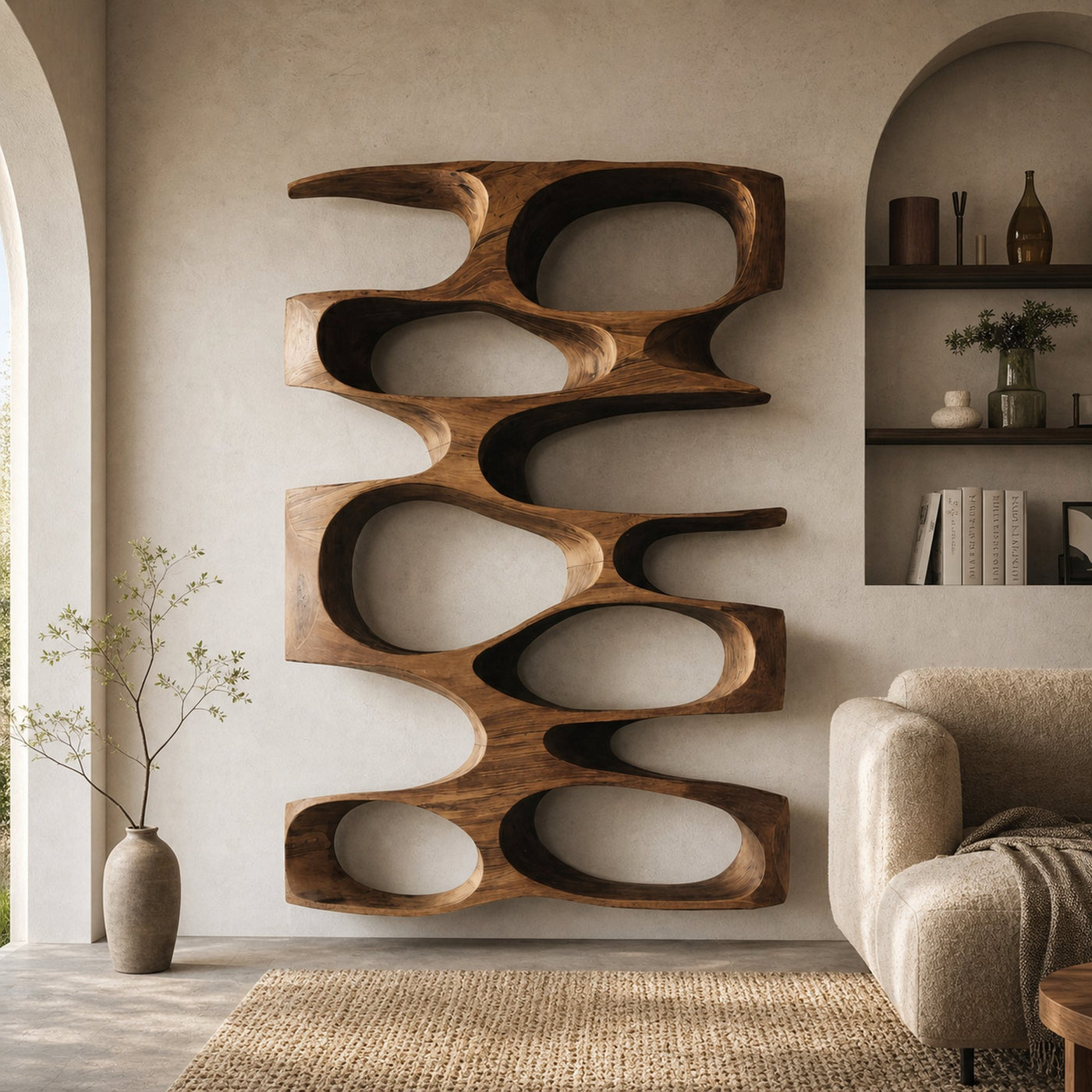 Minimalist Organic Void Form Bookshelf For Living Room - product view 6