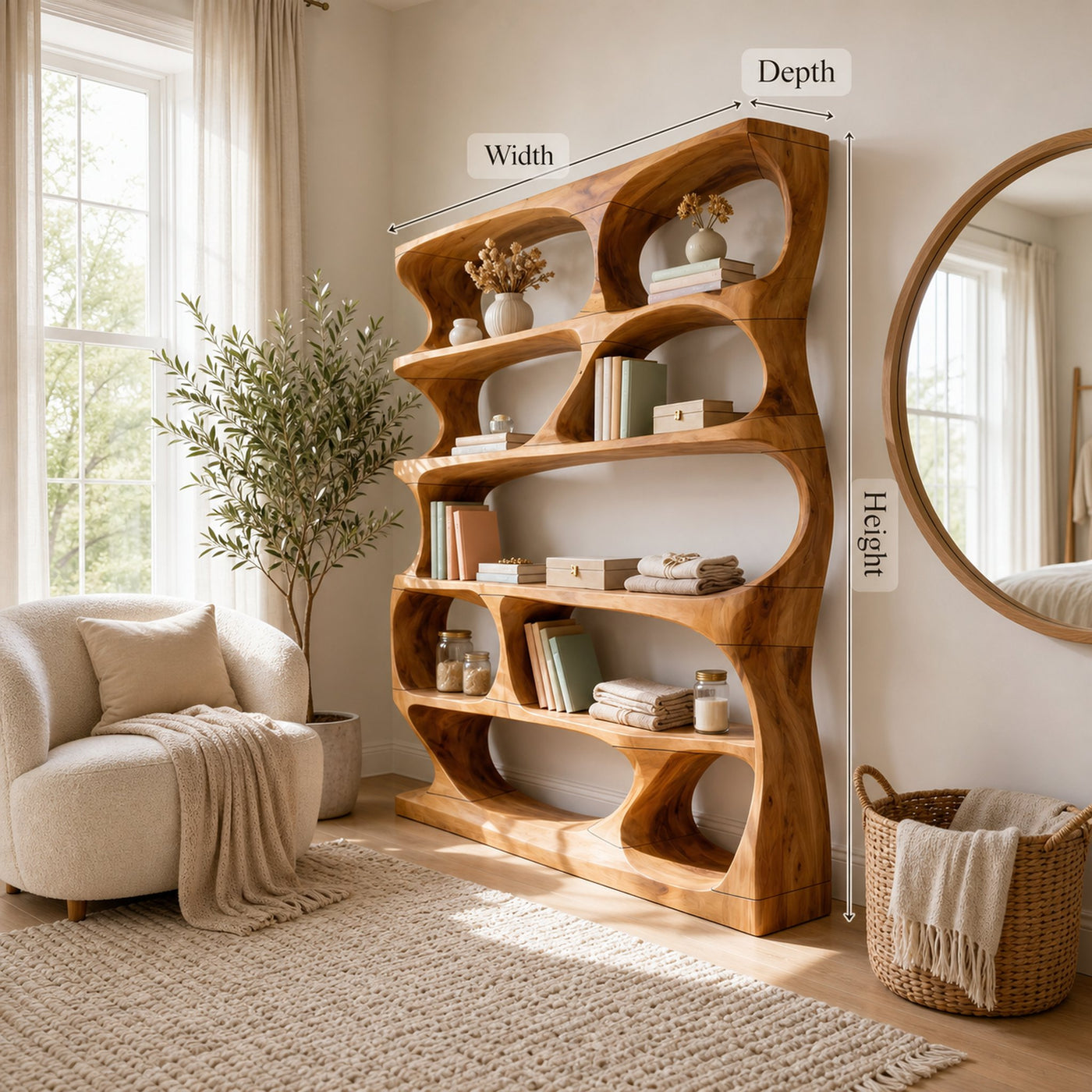 Minimalist Sculptural Bookshelf Display Organizer For Home Office - product view 8