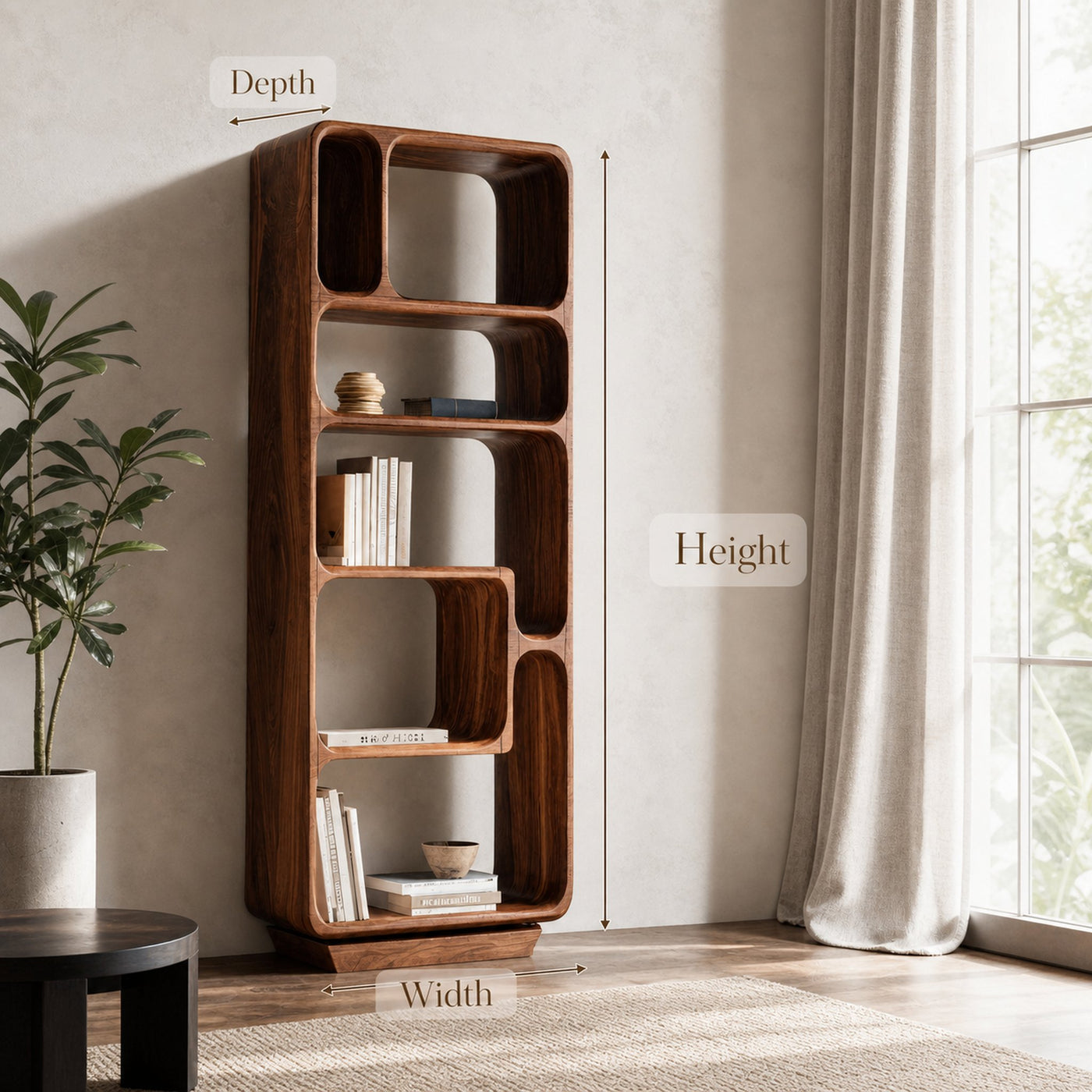Minimalist Tall Bookshelf For Living Room Or Entryway - product view 6