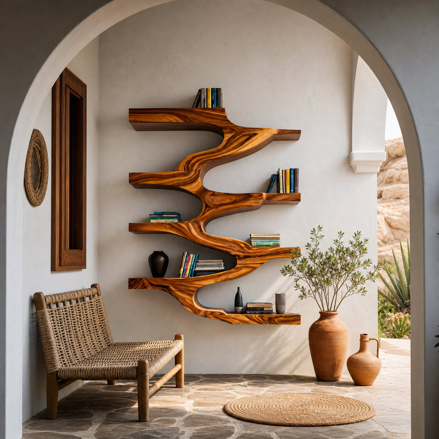Minimalist Wood Floating Bookshelf For Living Space